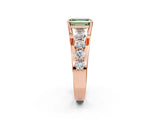 Rose gold Fancy Green Emerald  Brilliant Solitaire with Side Stones on a Pave Band and Four-Prong Setting_39