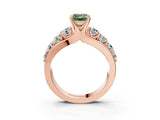 Rose gold Fancy Green Emerald  Brilliant Solitaire with Side Stones on a Pave Band and Four-Prong Setting_40