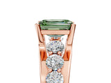 Rose gold Fancy Green Emerald  Brilliant Solitaire with Side Stones on a Pave Band and Four-Prong Setting_42