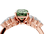 Rose gold Fancy Green Emerald  Cluster Diamond Engagement Ring with Pavé Band and Four-Prong Setting_50