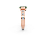 Rose gold Fancy Green Emerald Cut Brilliant Channel-Set Diamond Ring with Bezel Prong Setting_2
