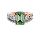 Rose gold Fancy Green Emerald Cut Brilliant Diamond Pavé Band with Six-Prong Setting_12