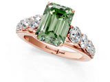 Rose gold Fancy Green Emerald Cut Brilliant Diamond Pavé Band with Six-Prong Setting_13