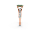Rose gold Fancy Green Emerald Cut Brilliant Diamond Pavé Band with Six-Prong Setting_14