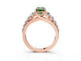Rose gold Fancy Green Emerald Cut Brilliant Diamond Pavé Band with Six-Prong Setting_15