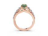 Rose gold Fancy Green Emerald Cut Brilliant Diamond Pavé Band with Six-Prong Setting_3