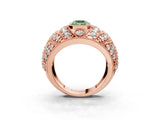 Rose gold Fancy Green Emerald Cut Brilliant Halo Pave Diamond Milgrain Ring_3