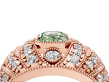Rose gold Fancy Green Emerald Cut Brilliant Halo Pave Diamond Milgrain Ring_4