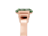 Rose gold Fancy Green Emerald Cut Brilliant Solitaire Diamond Ring with Channel Set Band and Bar Prong Setting_5