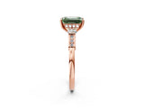Rose gold Fancy Green Emerald Cut Brilliant Three-Stone Pave Band with Four-Prong Setting_2