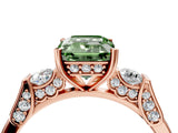Rose gold Fancy Green Emerald Cut Brilliant Three-Stone Pave Band with Four-Prong Setting_4