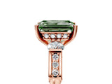 Rose gold Fancy Green Emerald Cut Brilliant Three-Stone Pave Band with Four-Prong Setting_5