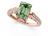 Rose gold Fancy Green Emerald  Cut Cathedral Pave Diamond Engagement Ring with Six-Prong Setting_33