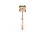Rose gold Fancy Green Emerald  Cut Cathedral Pave Diamond Engagement Ring with Six-Prong Setting_34