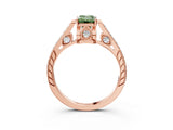 Rose gold Fancy Green Emerald  Cut Cathedral Pave Diamond Engagement Ring with Six-Prong Setting_35