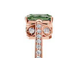 Rose gold Fancy Green Emerald  Cut Cathedral Pave Diamond Engagement Ring with Six-Prong Setting_37