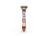 Rose gold Fancy Green Emerald  Cut Channel Set Diamond Engagement Ring with Four-Prong Setting_252