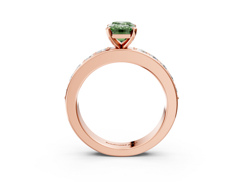 Rose gold Fancy Green Emerald  Cut Channel Set Diamond Engagement Ring with Four-Prong Setting_253