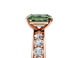 Rose gold Fancy Green Emerald  Cut Channel Set Diamond Engagement Ring with Four-Prong Setting_255