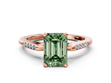 Rose gold Fancy Green Emerald  Cut Channel Set Solitaire Engagement Ring with Four-Prong Setting_220
