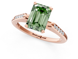 Rose gold Fancy Green Emerald  Cut Channel Set Solitaire Engagement Ring with Four-Prong Setting_221