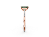 Rose gold Fancy Green Emerald  Cut Channel Set Solitaire Engagement Ring with Four-Prong Setting_222