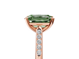 Rose gold Fancy Green Emerald  Cut Channel Set Solitaire Engagement Ring with Four-Prong Setting_225