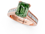 Rose gold Fancy Green Emerald  Cut Channel Set Solitaire Engagement Ring with Prong Setting_21