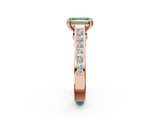 Rose gold Fancy Green Emerald  Cut Channel Set Solitaire Engagement Ring with Prong Setting_22
