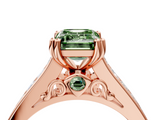 Rose gold Fancy Green Emerald  Cut Channel Set Solitaire Engagement Ring with Prong Setting_24