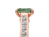 Rose gold Fancy Green Emerald  Cut Channel Set Solitaire Engagement Ring with Prong Setting_25
