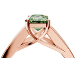 Rose gold Fancy Green Emerald Cut Cut Channel Set Solitaire Ring with Four-Prong Setting_4