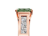 Rose gold Fancy Green Emerald Cut Cut Channel Set Solitaire Ring with Four-Prong Setting_5