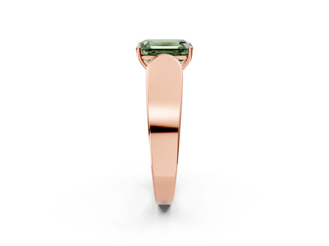 Rose gold Fancy Green Emerald Cut Cut Diamond Channel Set Solitaire Ring with Four-Prong Setting_2