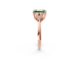 Rose gold Fancy Green Emerald Cut Cut Diamond Cluster Ring with Solitaire Band and Four-Prong Setting_14