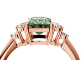 Rose gold Fancy Green Emerald Cut Cut Diamond Cluster Ring with Solitaire Band and Four-Prong Setting_16