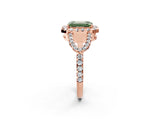 Rose gold Fancy Green Emerald Cut Cut Diamond Halo Engagement Ring with Open Split Pavé Band_2