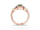 Rose gold Fancy Green Emerald Cut Cut Diamond Halo Engagement Ring with Open Split Pavé Band_3