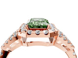Rose gold Fancy Green Emerald Cut Cut Diamond Halo Engagement Ring with Open Split Pavé Band_4