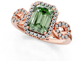 Rose gold Fancy Green Emerald Cut Cut Halo Diamond Infinity Band with Four-Prong Setting_1