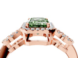Rose gold Fancy Green Emerald Cut Cut Halo Diamond Infinity Band with Four-Prong Setting_4