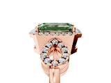 Rose gold Fancy Green Emerald Cut Cut Halo Diamond Infinity Band with Four-Prong Setting_5