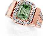 Rose gold Fancy Green Emerald Cut Cut Halo Split Shank Prong Set Ring_1