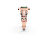 Rose gold Fancy Green Emerald Cut Cut Halo Split Shank Prong Set Ring_2