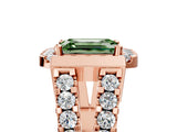 Rose gold Fancy Green Emerald Cut Cut Halo Split Shank Prong Set Ring_5
