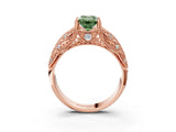 Rose gold Fancy Green Emerald Cut Cut Milgrain Pave Diamond Engagement Ring with Four-Prong Setting_18