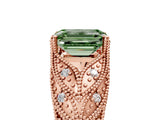 Rose gold Fancy Green Emerald Cut Cut Milgrain Pave Diamond Engagement Ring with Four-Prong Setting_20