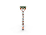Rose gold Fancy Green Emerald Cut Cut Pave Band Milgrain Solitaire Ring_2