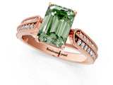Rose gold Fancy Green Emerald Cut Cut Pave Split Shank Engagement Ring with Four-Prong Setting_1