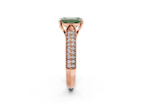 Rose gold Fancy Green Emerald Cut Cut Pave Split Shank Engagement Ring with Four-Prong Setting_2